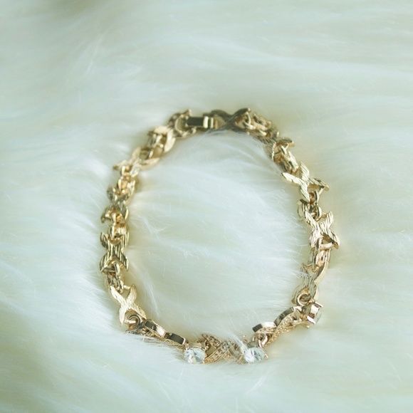 Gold Crystal X Tennis Bracelet - Picture 3 of 4